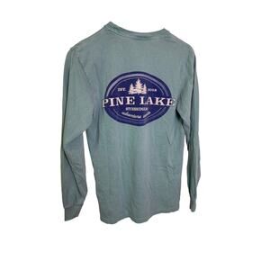 Comfort Colors Pine Lake Sturbridge MA Long Sleeve Shirt Small Teal Graphic Tee